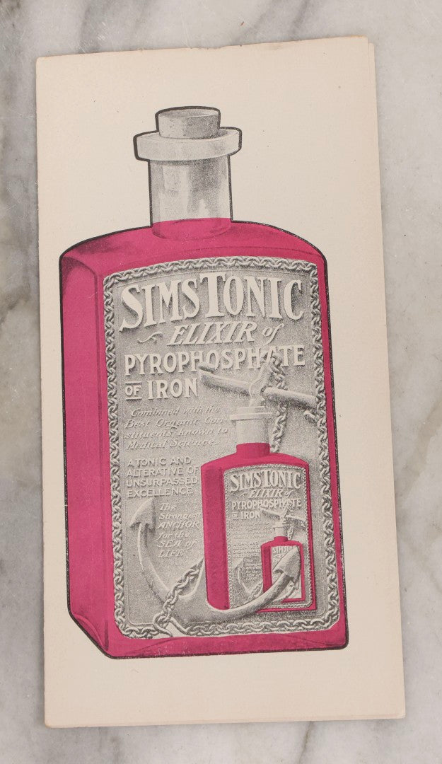 Lot 167 - Grouping Of Six Antique Advertising Fold-Outs For Sims' Tonic “Elixir Of Pyrophosphate Of Iron,” Illustrated Patent Medicine Brochures, Circa 1900