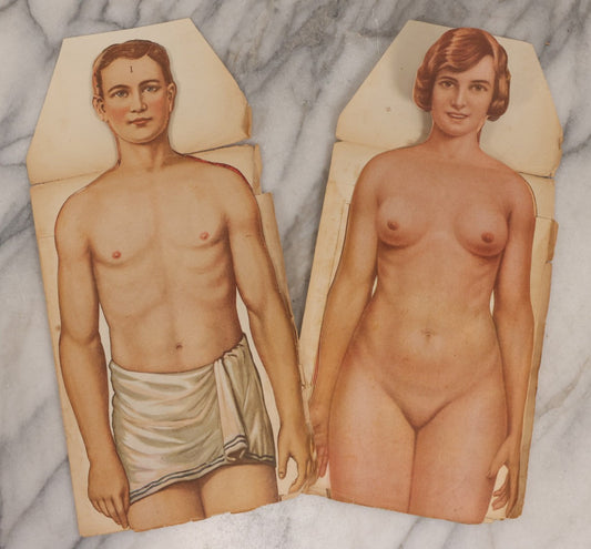 Lot 169 - Pair Of Antique Paper Medical Manikins With Layered Internal Anatomy Of Man And Woman
