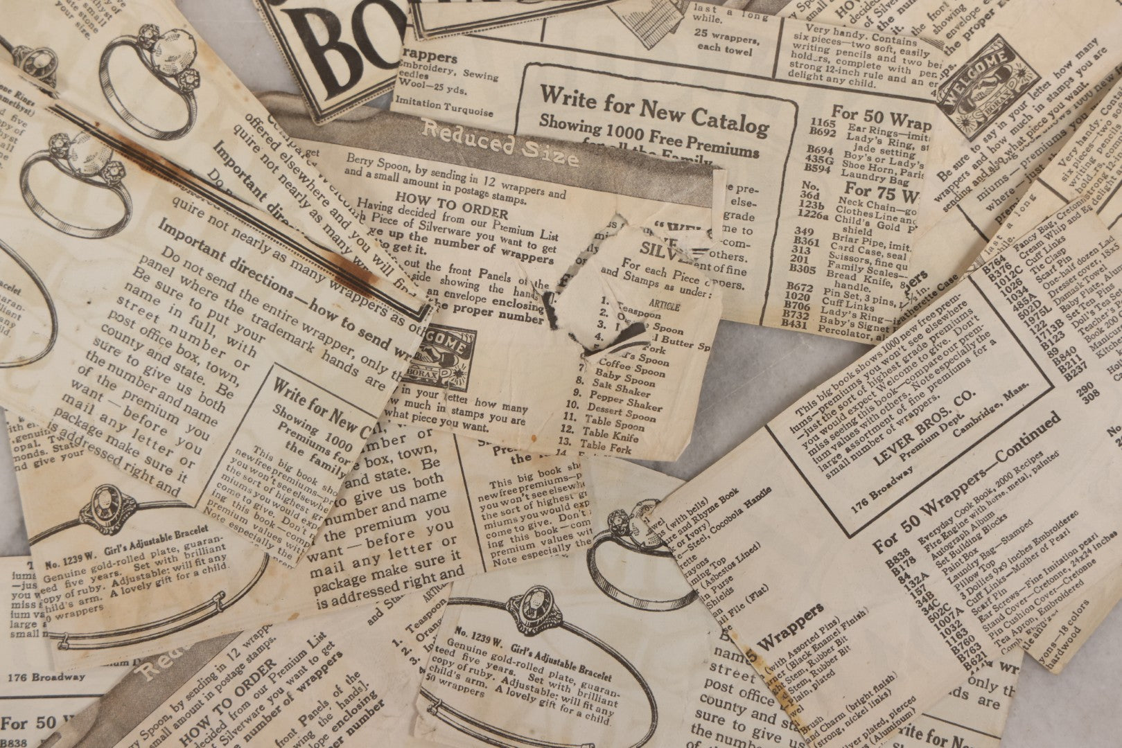 Lot 170 - Grouping Of 20+ Vintage Borax Soap “Welcome” Coupon Cut-Outs With Handshake Motif, Likely Premium/Redemption Slips On Thin Newsprint