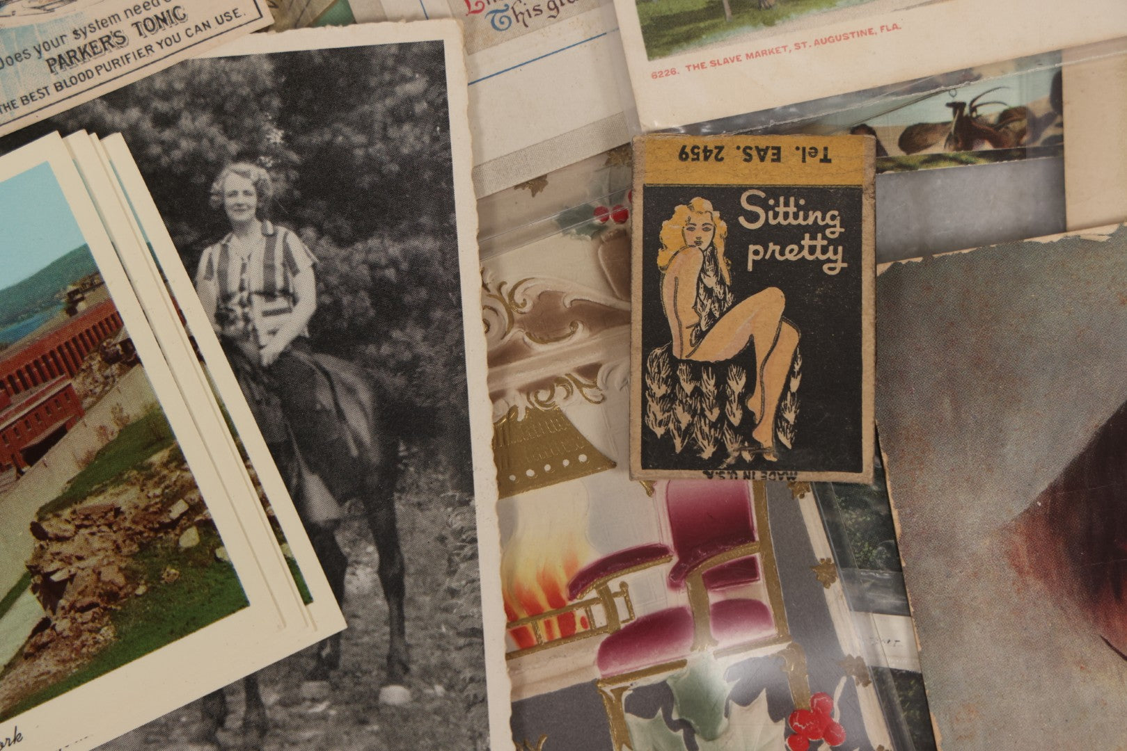 Lot 172 - Grouping Of 20+ Antique And Vintage Postcards And Ephemera Including Holiday Postcards, Sing Sing Prison Cards, Naumkeag Steam Cotton Co. Pamphlet, Salem, Massachusetts Brochure, Trade Cards, And More