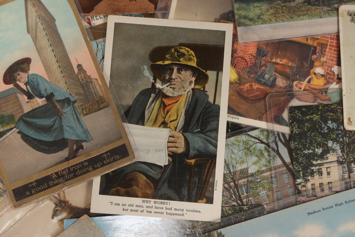 Lot 172 - Grouping Of 20+ Antique And Vintage Postcards And Ephemera Including Holiday Postcards, Sing Sing Prison Cards, Naumkeag Steam Cotton Co. Pamphlet, Salem, Massachusetts Brochure, Trade Cards, And More