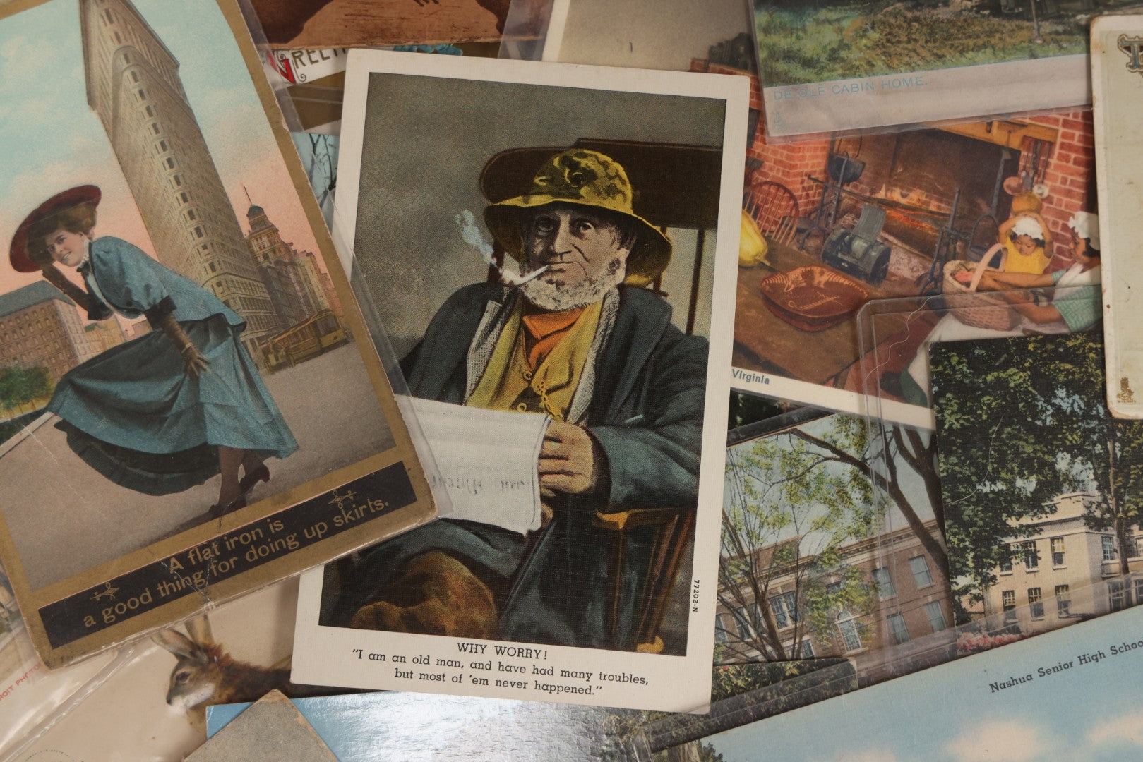 Lot 172 - Grouping Of 20+ Antique And Vintage Postcards And Ephemera Including Holiday Postcards, Sing Sing Prison Cards, Naumkeag Steam Cotton Co. Pamphlet, Salem, Massachusetts Brochure, Trade Cards, And More