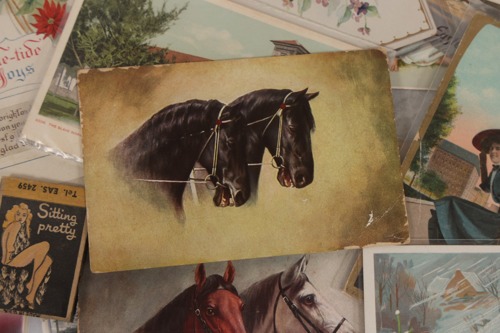 Lot 172 - Grouping Of 20+ Antique And Vintage Postcards And Ephemera Including Holiday Postcards, Sing Sing Prison Cards, Naumkeag Steam Cotton Co. Pamphlet, Salem, Massachusetts Brochure, Trade Cards, And More