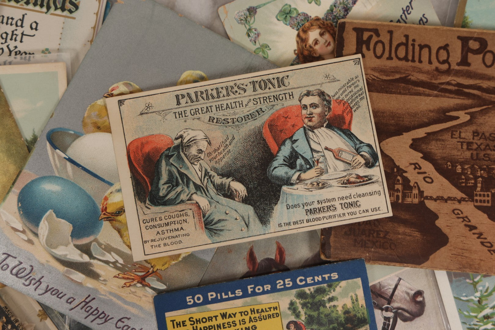 Lot 172 - Grouping Of 20+ Antique And Vintage Postcards And Ephemera Including Holiday Postcards, Sing Sing Prison Cards, Naumkeag Steam Cotton Co. Pamphlet, Salem, Massachusetts Brochure, Trade Cards, And More