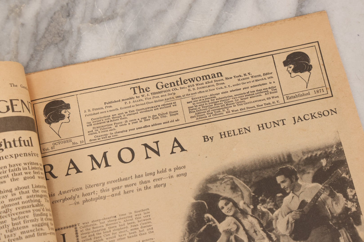 Lot 174 - Antique October 1928 Issue Of The Gentlewoman Magazine With Halloween Cover Of Woman Dressed As Witch Doing Her Makeup Beside A Jack-O-Lantern J.O.L., Copyrighted 1928 W. J. Thompson Company Inc., New York