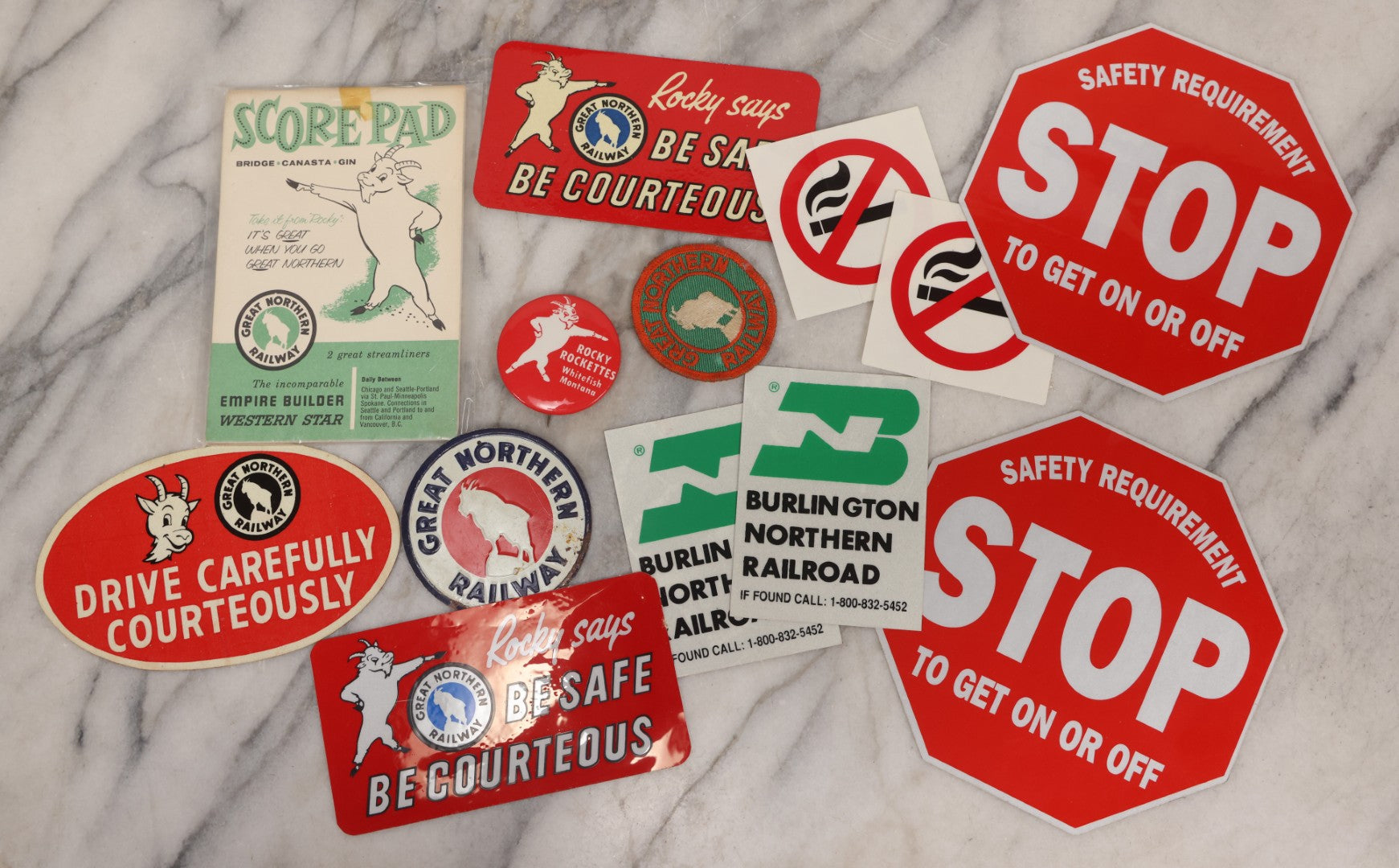 Lot 179 - Grouping Of Vintage Great Northern Railway Ephemera Featuring “Rocky” The Mountain Goat Mascot