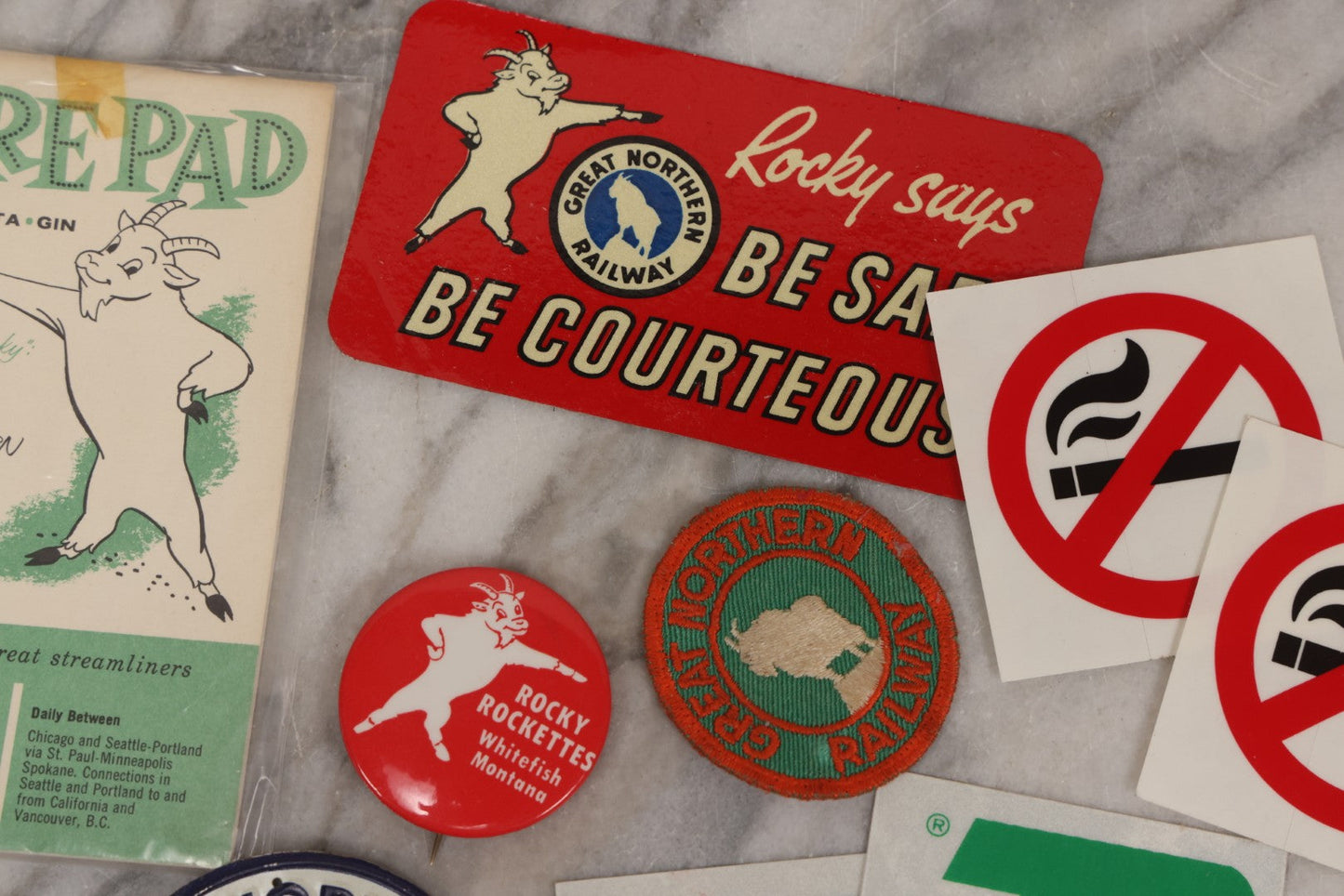 Lot 179 - Grouping Of Vintage Great Northern Railway Ephemera Featuring “Rocky” The Mountain Goat Mascot