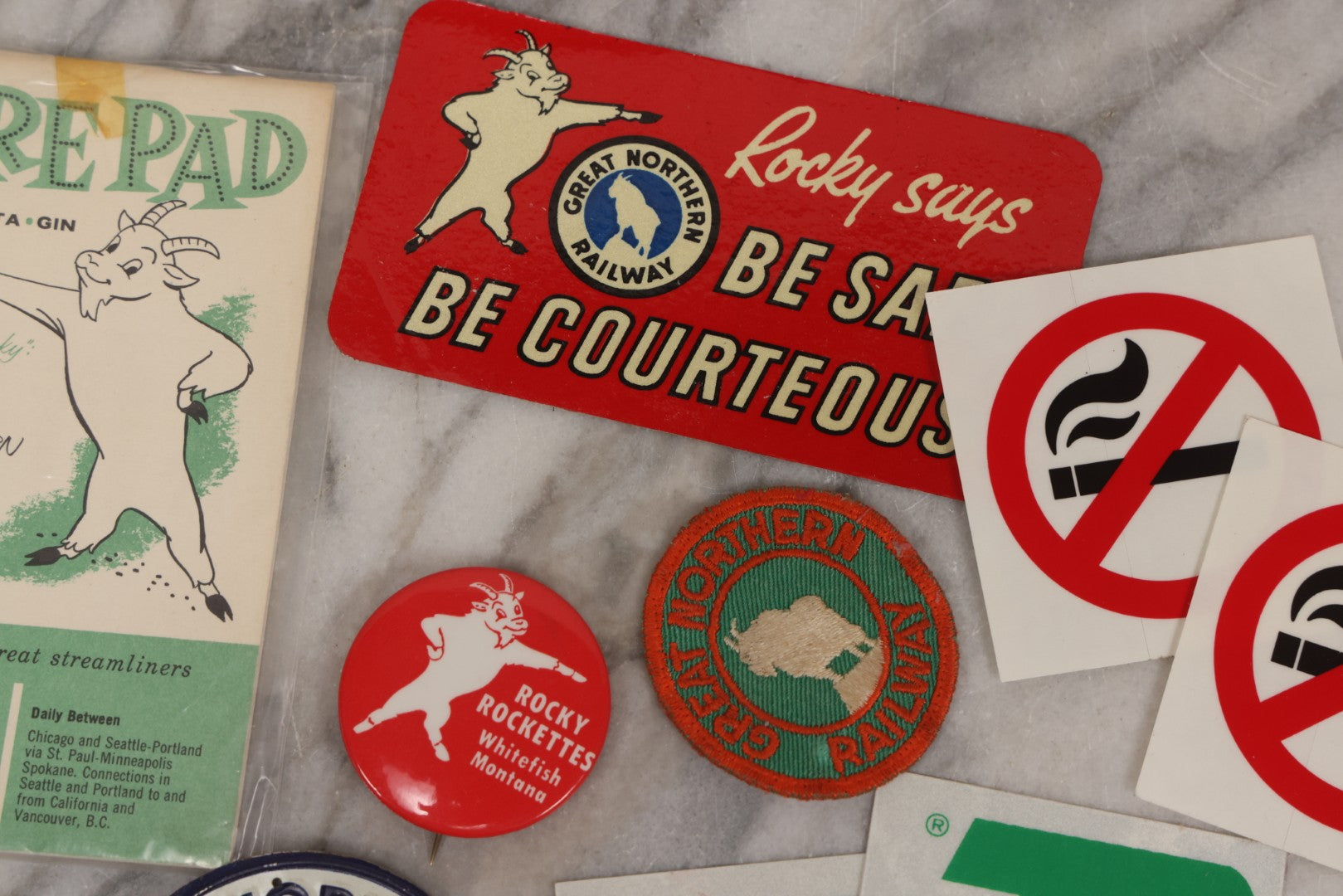 Lot 179 - Grouping Of Vintage Great Northern Railway Ephemera Featuring “Rocky” The Mountain Goat Mascot