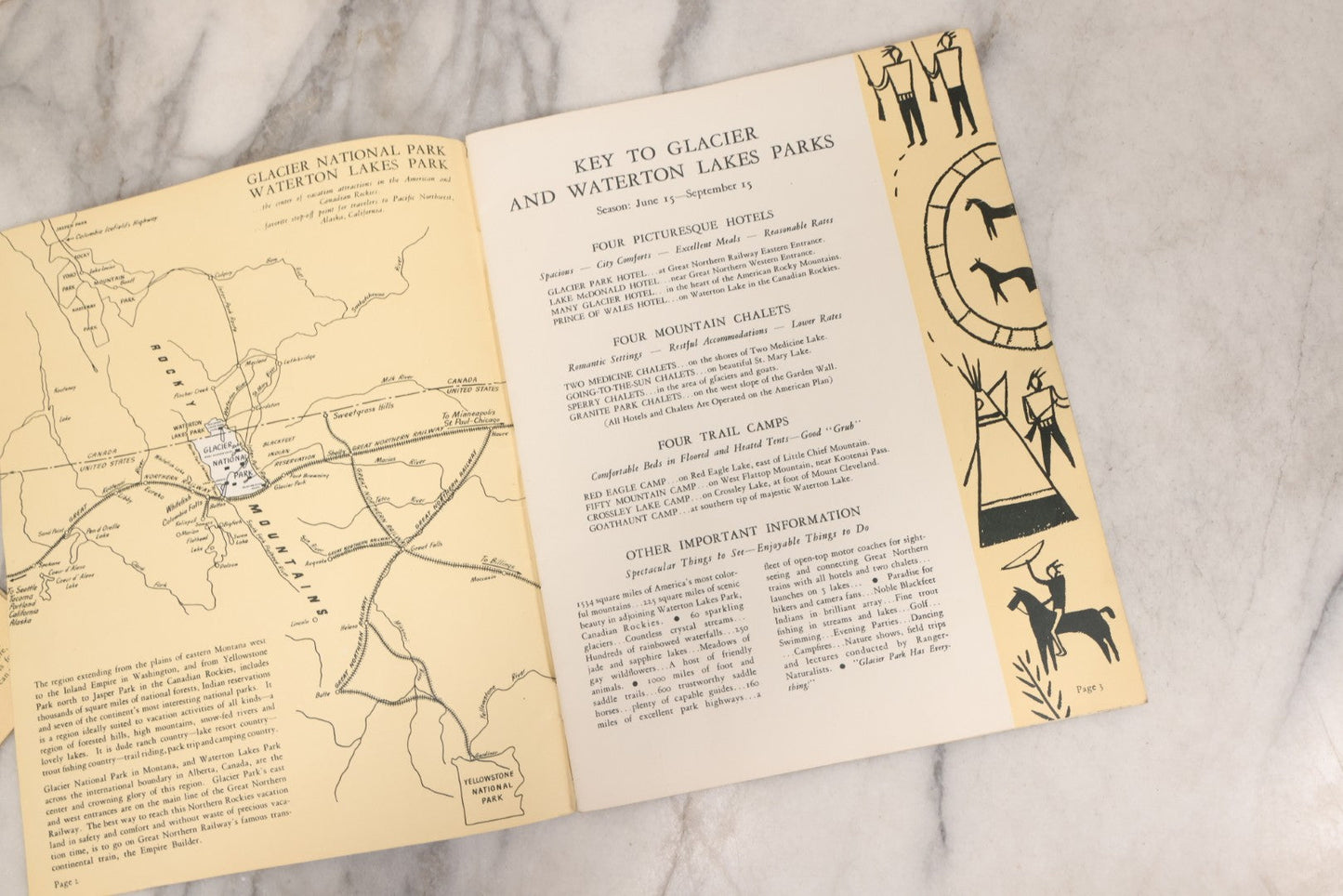 Lot 180 - Pair Of Vintage Great Northern Railway Travel Brochures For Glacier National Park, Waterton Lakes Park, And Canadian Rockies, Circa 1946