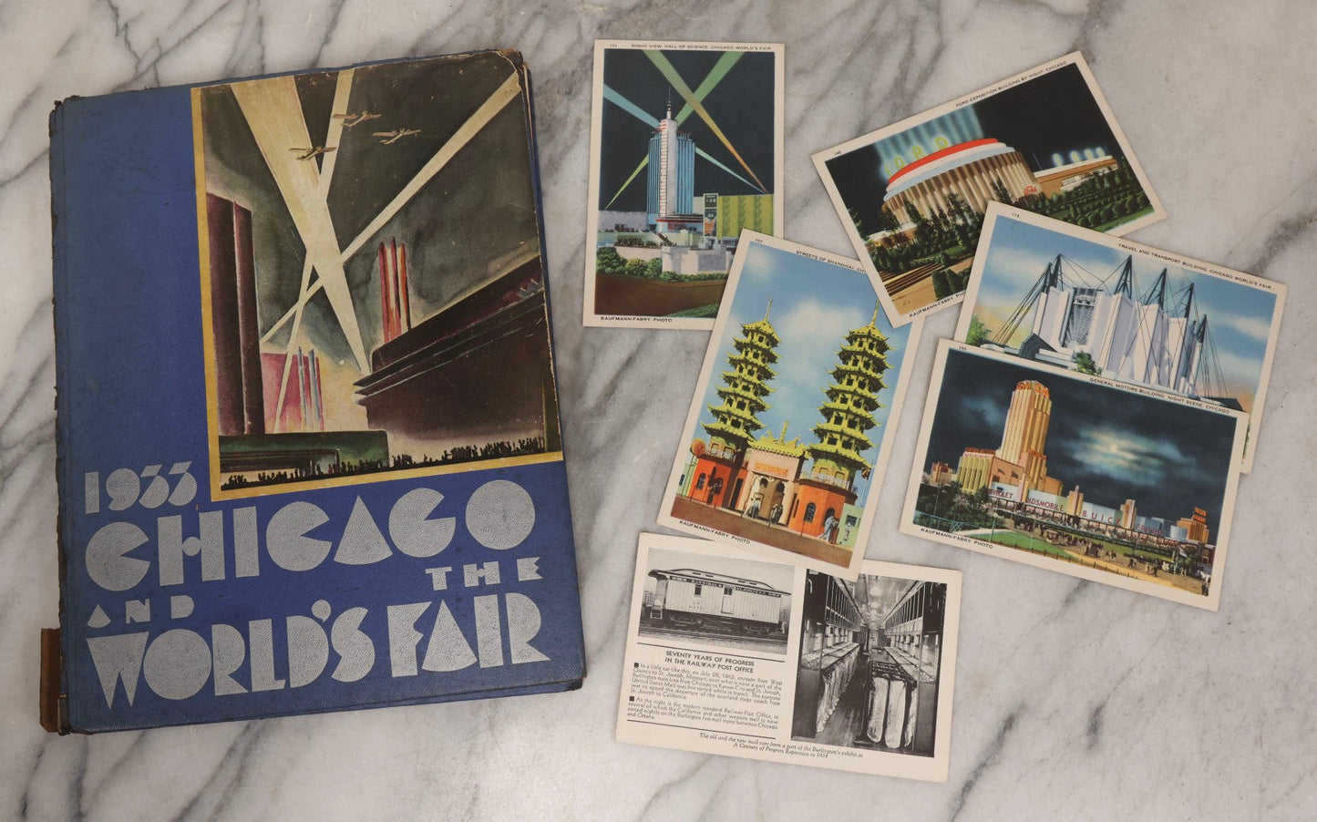Lot 181 - Grouping Of 1933 Chicago World's Fair Ephemera Including Linen Postcards And Photo Souvenir Book