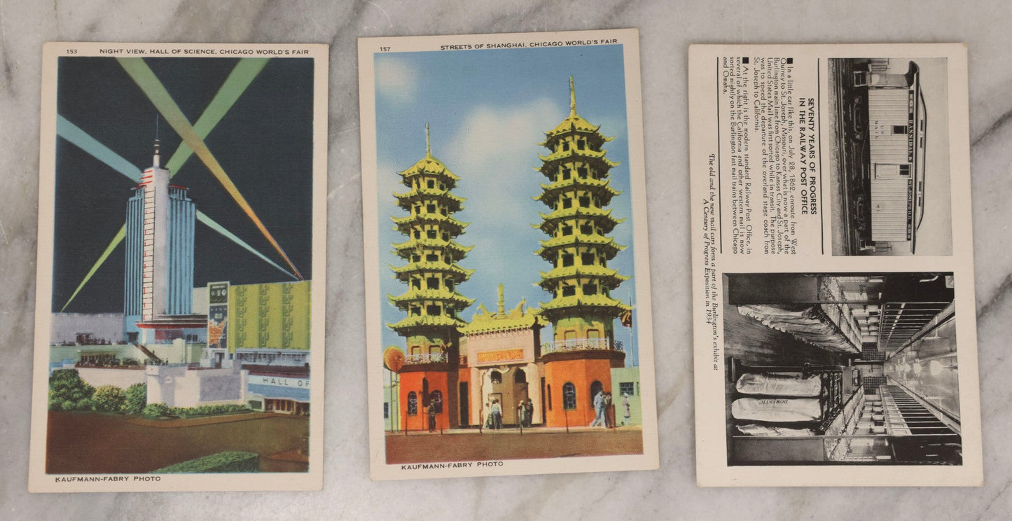 Lot 181 - Grouping Of 1933 Chicago World's Fair Ephemera Including Linen Postcards And Photo Souvenir Book