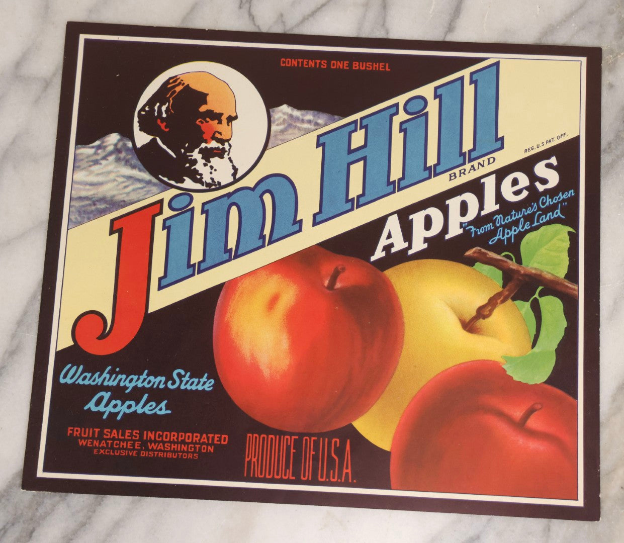 Lot 182 - Pair Of Vintage Apple Crate Labels, Mountain Goat Brand And Jim Hill Brand, Washington State