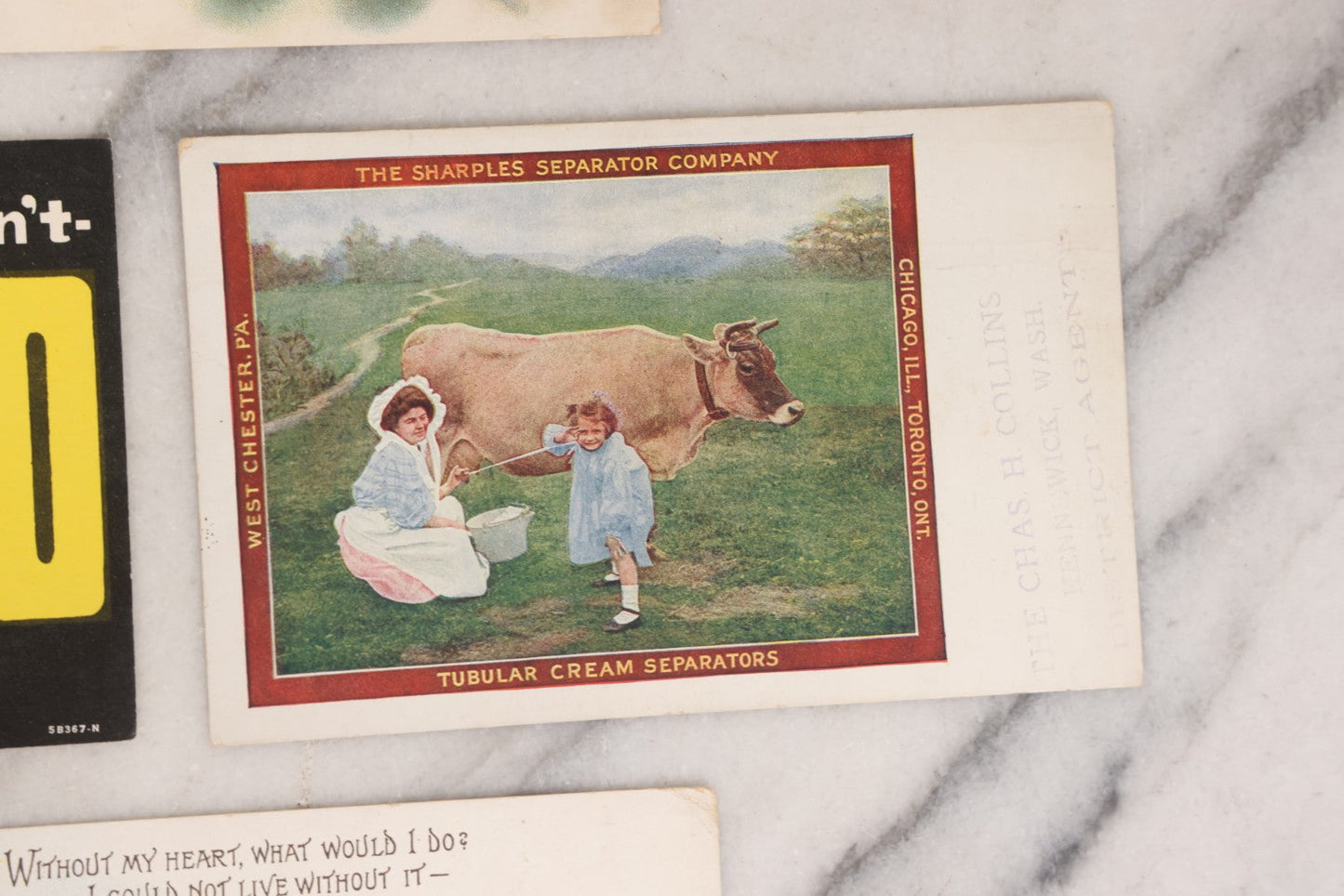 Lot 183 - Grouping Of Seven Vintage And Antique Advertising Postcards Including Sharples Separator, Crystal Domino Sugar, Buster Brown, "The Chicken Koop," Pluto Laxative With Devil Graphic, And German Beer, Publishers Including Tuck