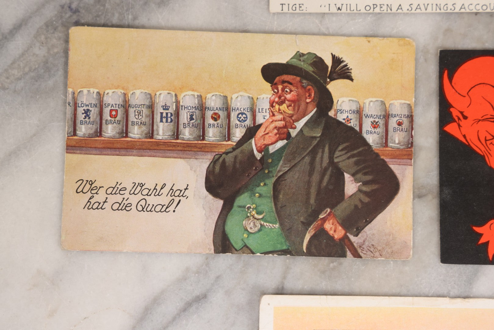 Lot 183 - Grouping Of Seven Vintage And Antique Advertising Postcards Including Sharples Separator, Crystal Domino Sugar, Buster Brown, "The Chicken Koop," Pluto Laxative With Devil Graphic, And German Beer, Publishers Including Tuck