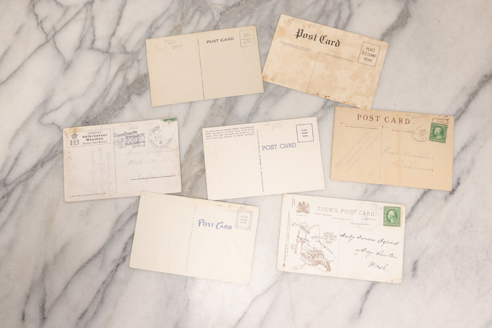 Lot 183 - Grouping Of Seven Vintage And Antique Advertising Postcards Including Sharples Separator, Crystal Domino Sugar, Buster Brown, "The Chicken Koop," Pluto Laxative With Devil Graphic, And German Beer, Publishers Including Tuck