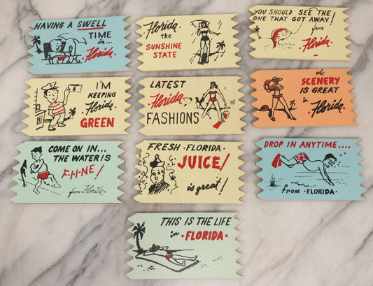 Lot 184 - Grouping Of 10 Vintage Wooden Advertising Postcards For Florida Tourism By Goodwin Products, Hollywood, Florida