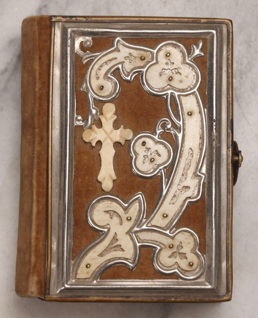 Lot 186 - "The Key Of Heaven: Approved Devotions And Prayers For All Occasions And Stations Of Life" Antique 1896 Catholic Prayer Book, Published By Salim Elias, New York, With Velvet Cover And Bone Decorations