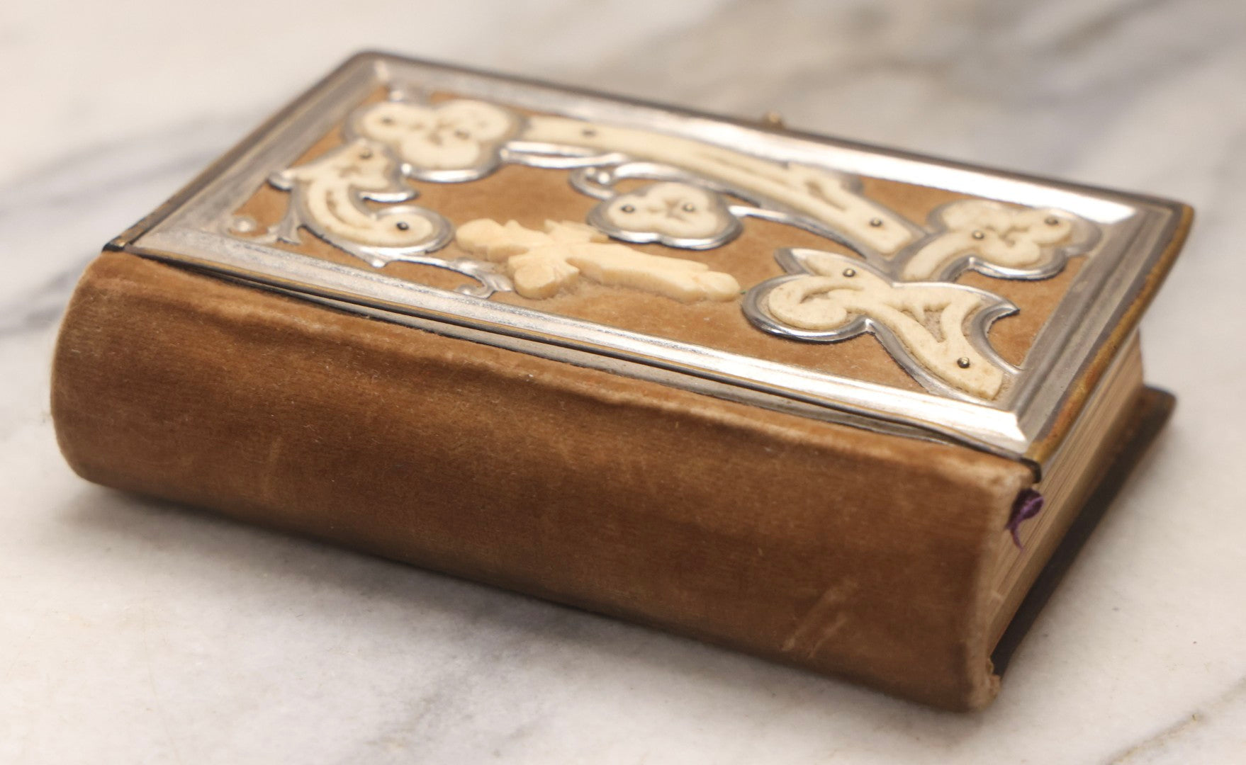 Lot 186 - "The Key Of Heaven: Approved Devotions And Prayers For All Occasions And Stations Of Life" Antique 1896 Catholic Prayer Book, Published By Salim Elias, New York, With Velvet Cover And Bone Decorations