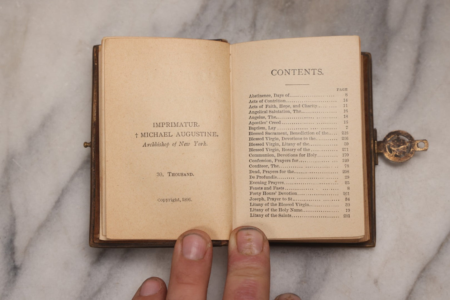 Lot 186 - "The Key Of Heaven: Approved Devotions And Prayers For All Occasions And Stations Of Life" Antique 1896 Catholic Prayer Book, Published By Salim Elias, New York, With Velvet Cover And Bone Decorations