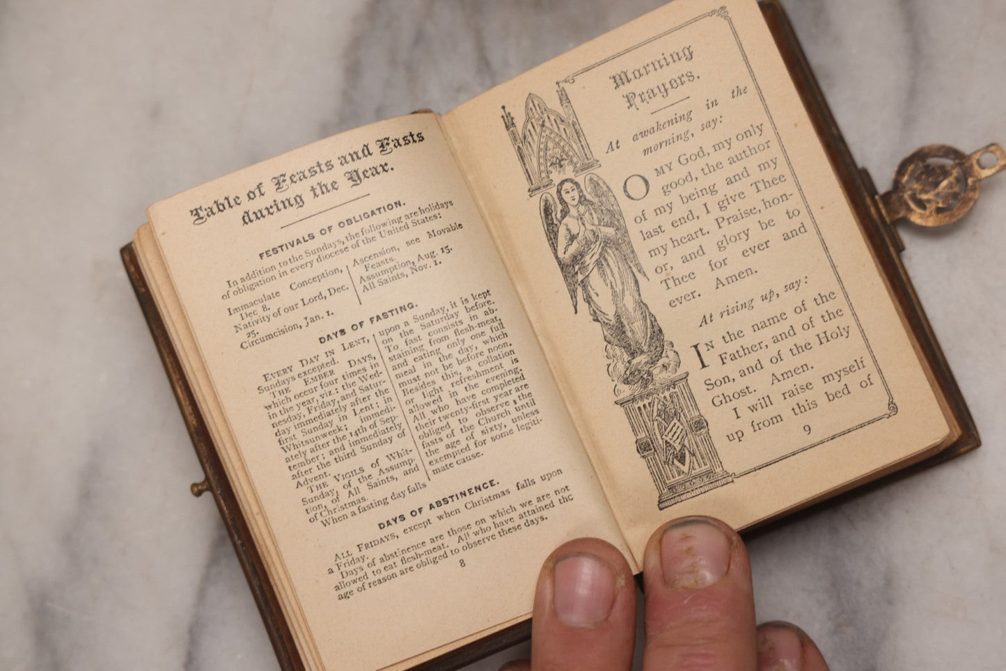 Lot 186 - "The Key Of Heaven: Approved Devotions And Prayers For All Occasions And Stations Of Life" Antique 1896 Catholic Prayer Book, Published By Salim Elias, New York, With Velvet Cover And Bone Decorations