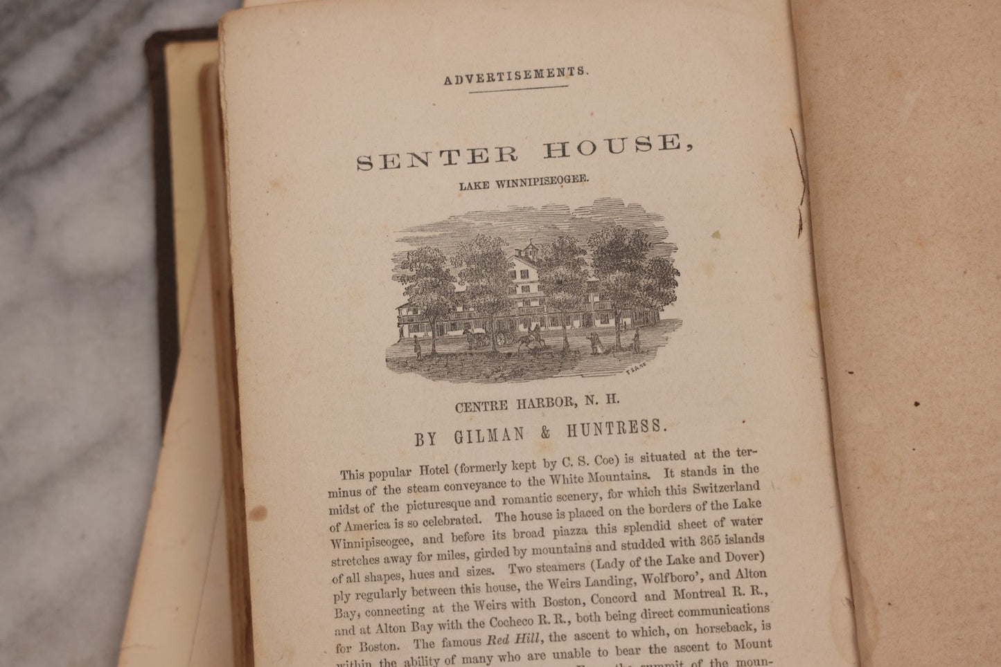Lot 187 - "Incidents In White Mountain History" Antique New Hampshire Regional History Book By Rev. Benjamin G. Willey, Published By Nathaniel Noyes, Boston, Massachusetts, 1857, Note Front Cover Detached, Poor Condition