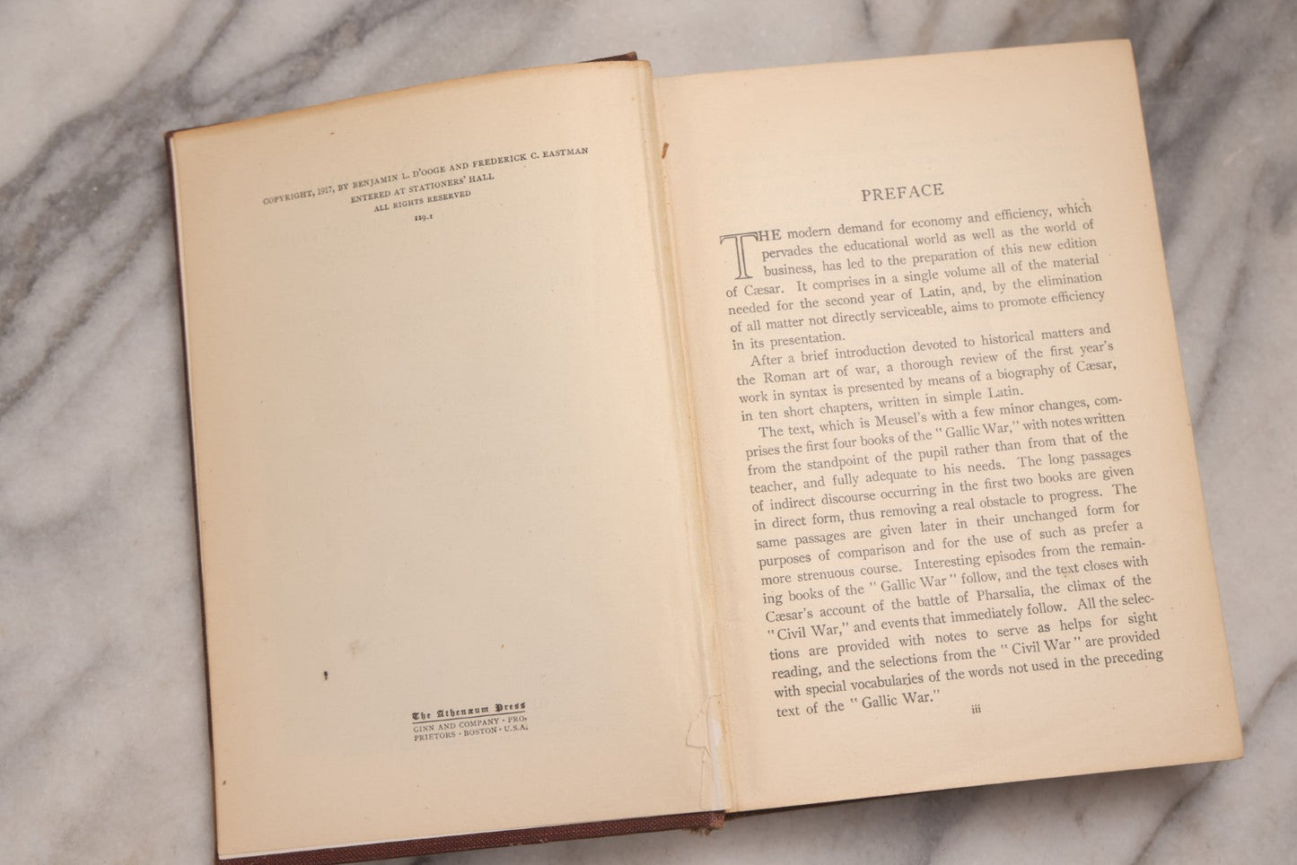 Lot 189 - "Caesar In Gaul And Selections From The Third Book Of The Civil War" Antique Illustrated Latin Language Textbook By Benjamin L. D'Ooge And Frederick C. Eastman, Published By Ginn And Company, Boston, 1917