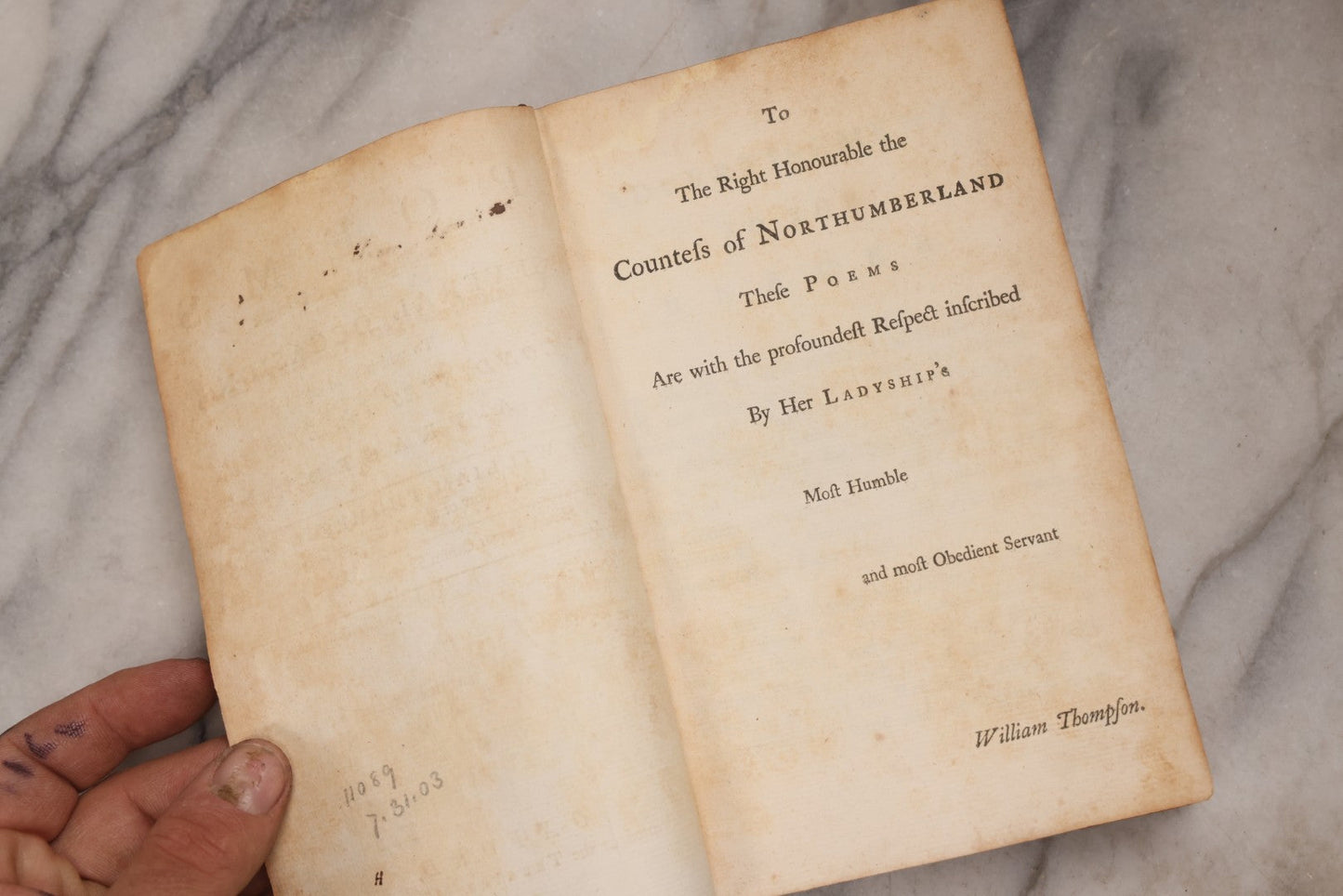 Lot 190 - “Thompson's Poems” Antique Poetry Book By William Thompson, Printed At Oxford At The Theatre, 1757, With Engraved Designs After Poems, Note Missing Cover