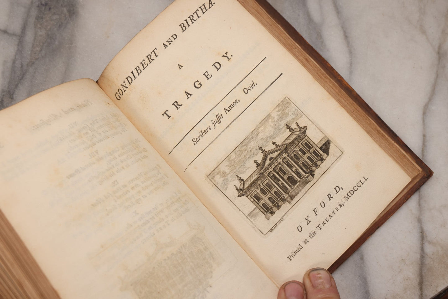 Lot 190 - “Thompson's Poems” Antique Poetry Book By William Thompson, Printed At Oxford At The Theatre, 1757, With Engraved Designs After Poems, Note Missing Cover