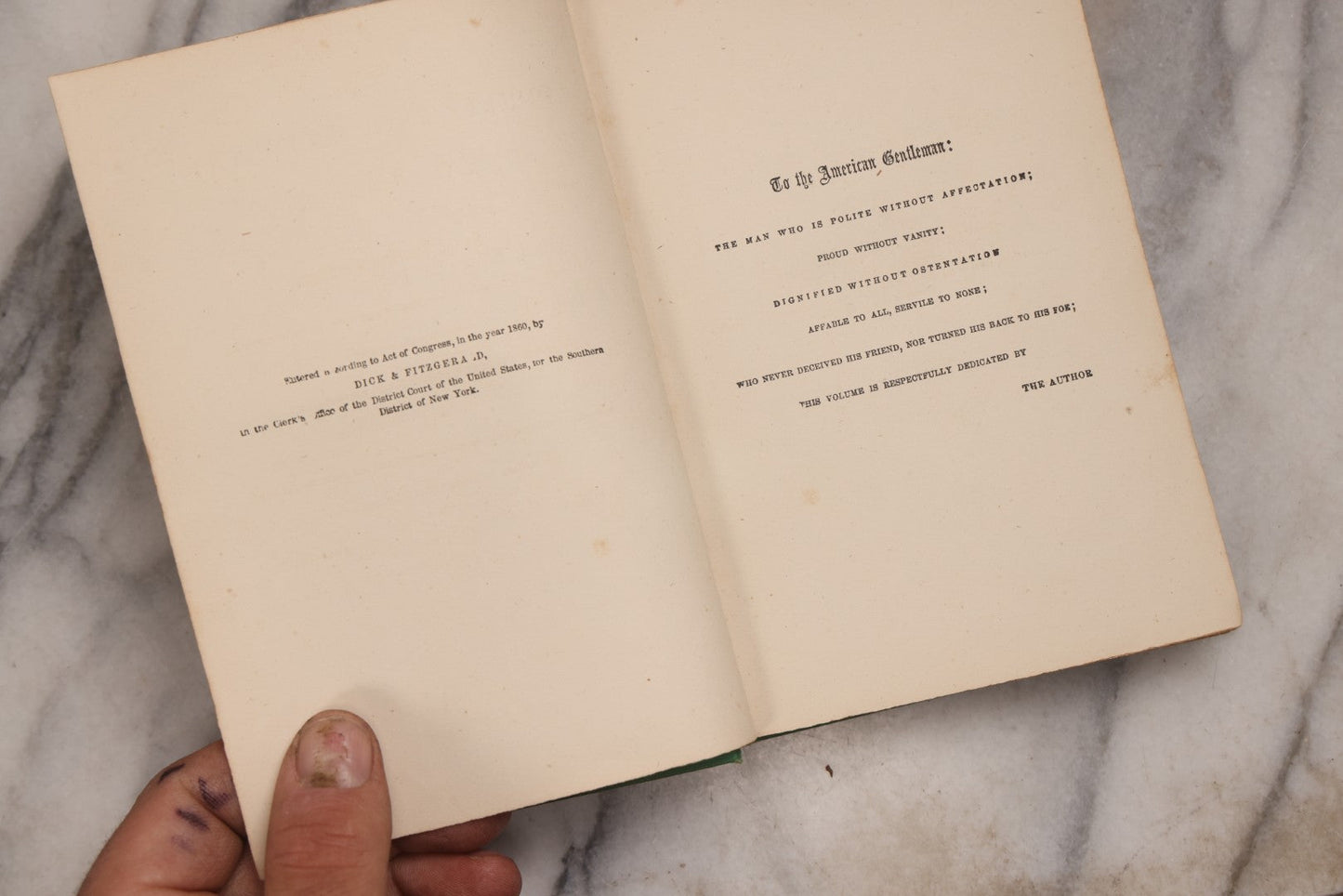 Lot 191 - "The Perfect Gentleman; Or, Etiquette And Eloquence" Antique Etiquette And Oratory Manual Published By Dick & Fitzgerald, New York, 1860