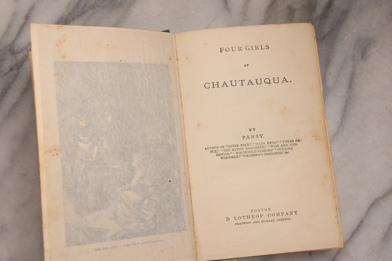 Lot 193 - "Four Girls At Chautauqua", Antique Young Adult Novel By Pansy, D. Lothrop & Co., Boston, 1876