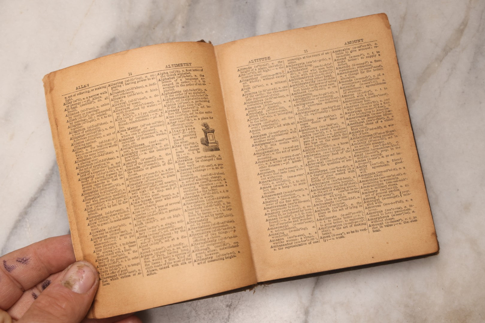 Lot 195 - “Webster's Handy Dictionary Of The English Language” Antique Illustrated Pocket Dictionary With Pencil Sketch Of Young Girl, Published By American Book Company, New York, 1877