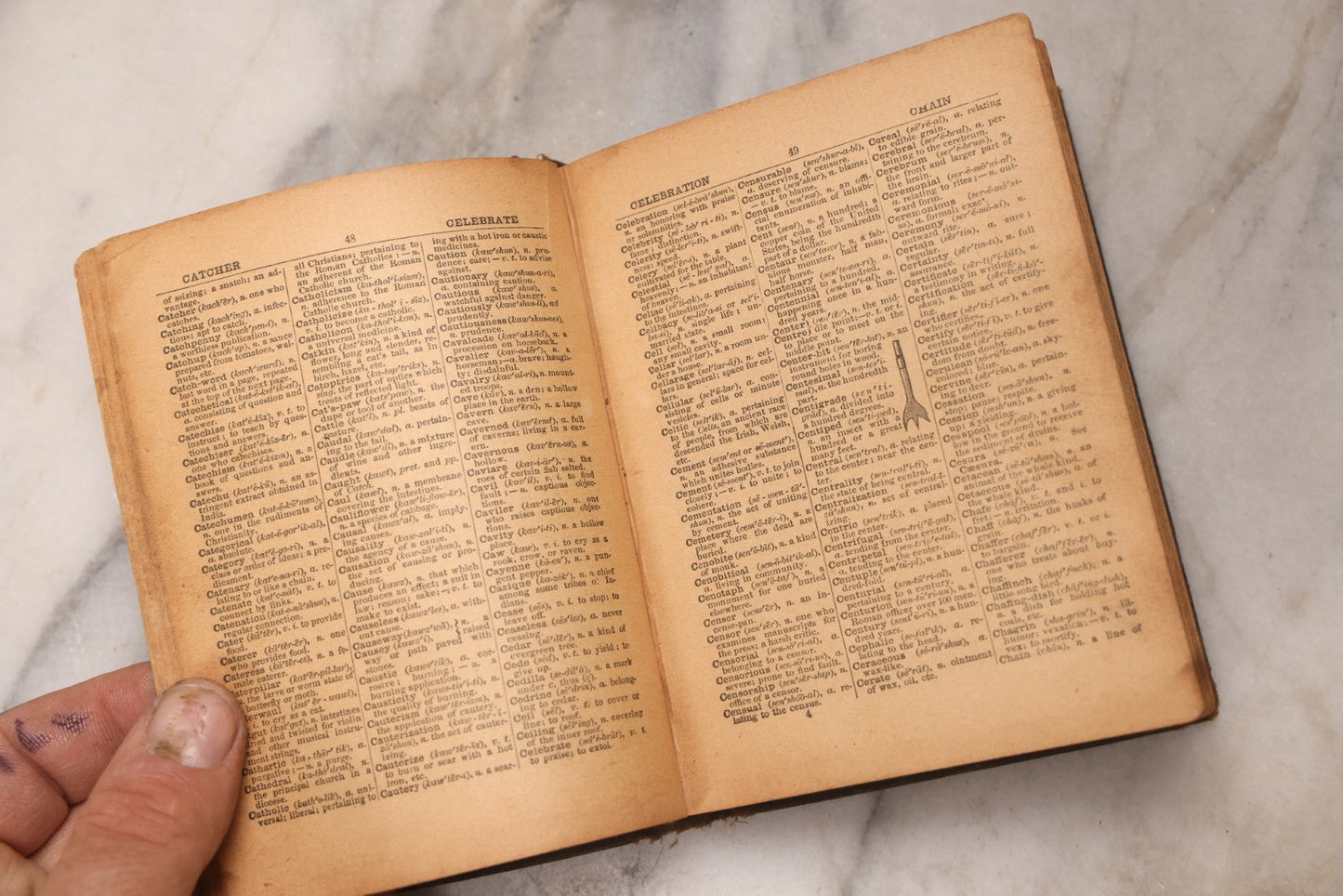 Lot 195 - “Webster's Handy Dictionary Of The English Language” Antique Illustrated Pocket Dictionary With Pencil Sketch Of Young Girl, Published By American Book Company, New York, 1877