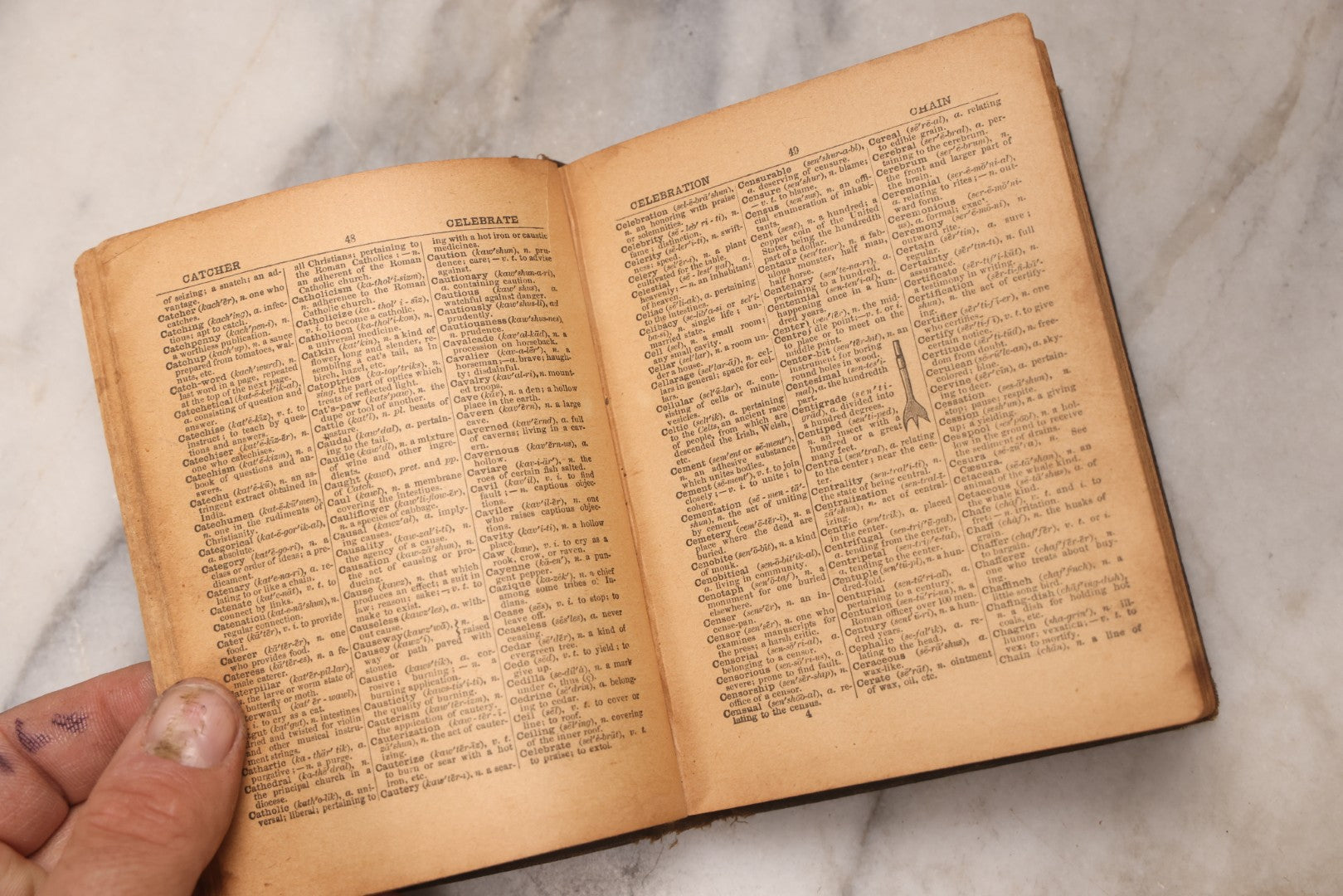 Lot 195 - “Webster's Handy Dictionary Of The English Language” Antique Illustrated Pocket Dictionary With Pencil Sketch Of Young Girl, Published By American Book Company, New York, 1877