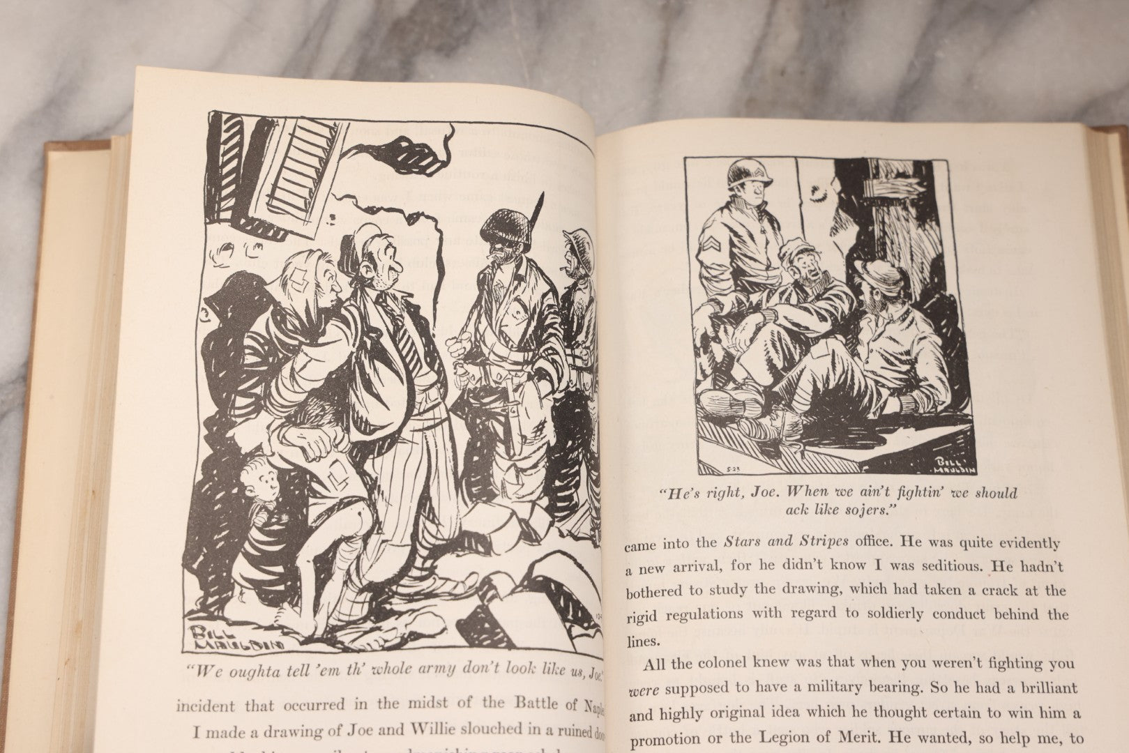 Lot 199 - “Up Front” Vintage Hardcover War Memoir With Cartoons By Bill Mauldin, Henry Holt & Company, New York, 1945