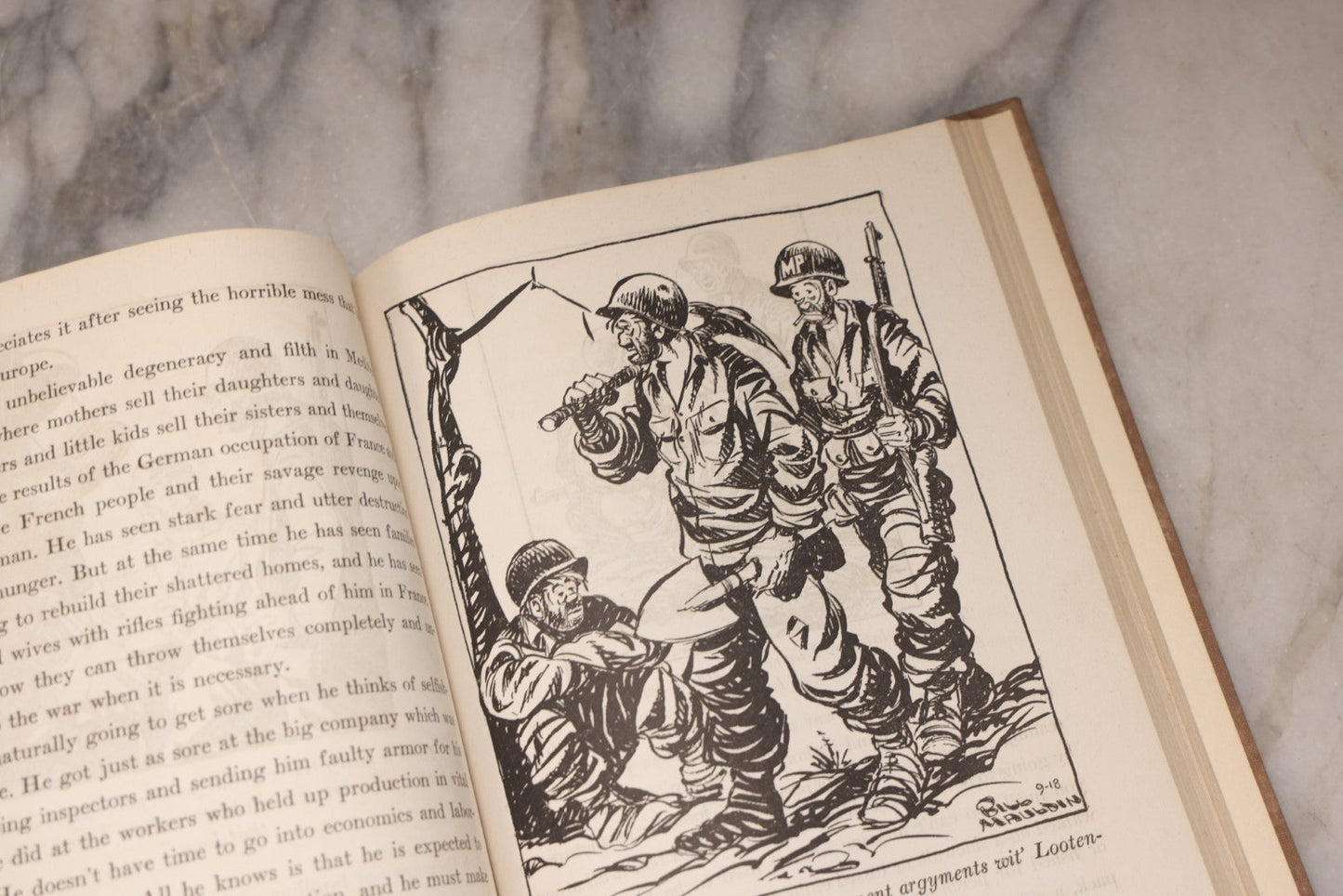 Lot 199 - “Up Front” Vintage Hardcover War Memoir With Cartoons By Bill Mauldin, Henry Holt & Company, New York, 1945