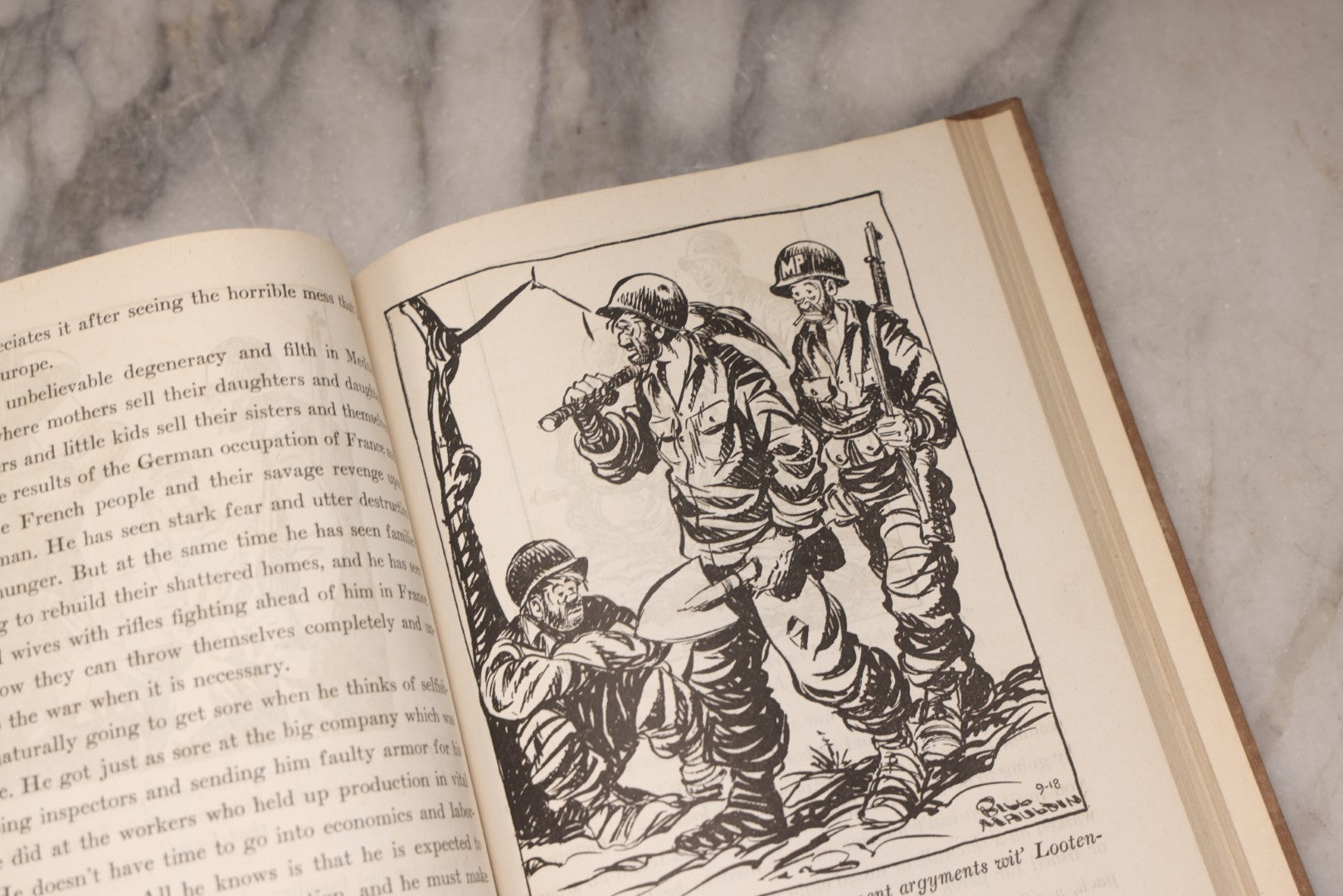 Lot 199 - “Up Front” Vintage Hardcover War Memoir With Cartoons By Bill Mauldin, Henry Holt & Company, New York, 1945