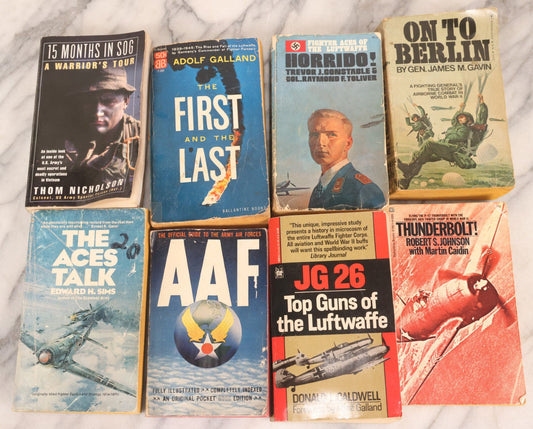 Lot 200 - Grouping Of Eight Vintage Pulp War Nonfiction Paperbacks, Assorted Titles, 1944–1999