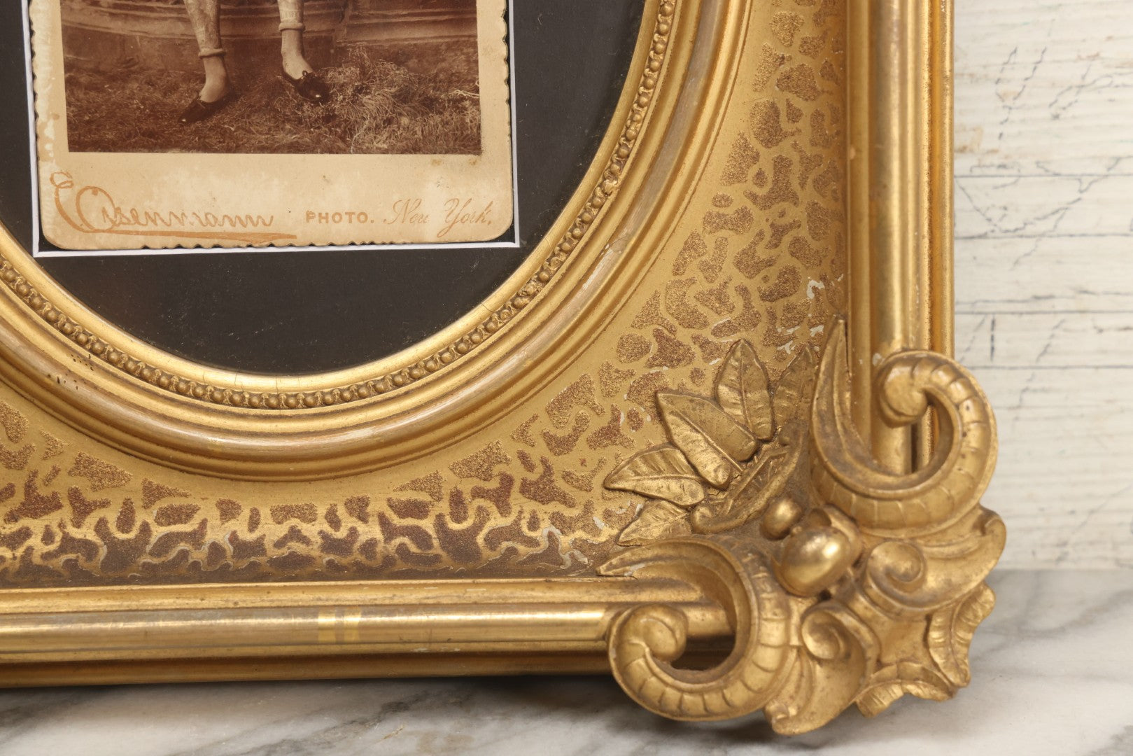 Lot 001 - Antique Cabinet Card Photograph Of Thomas Sidonia “The Tattooed Boy” At Age 21, Photographed By Charles Eisenmann, New York, Custom Framed With Visible Verso Inscription And Clear View Of Early American Traditional Tattoos, 13" x 15"
