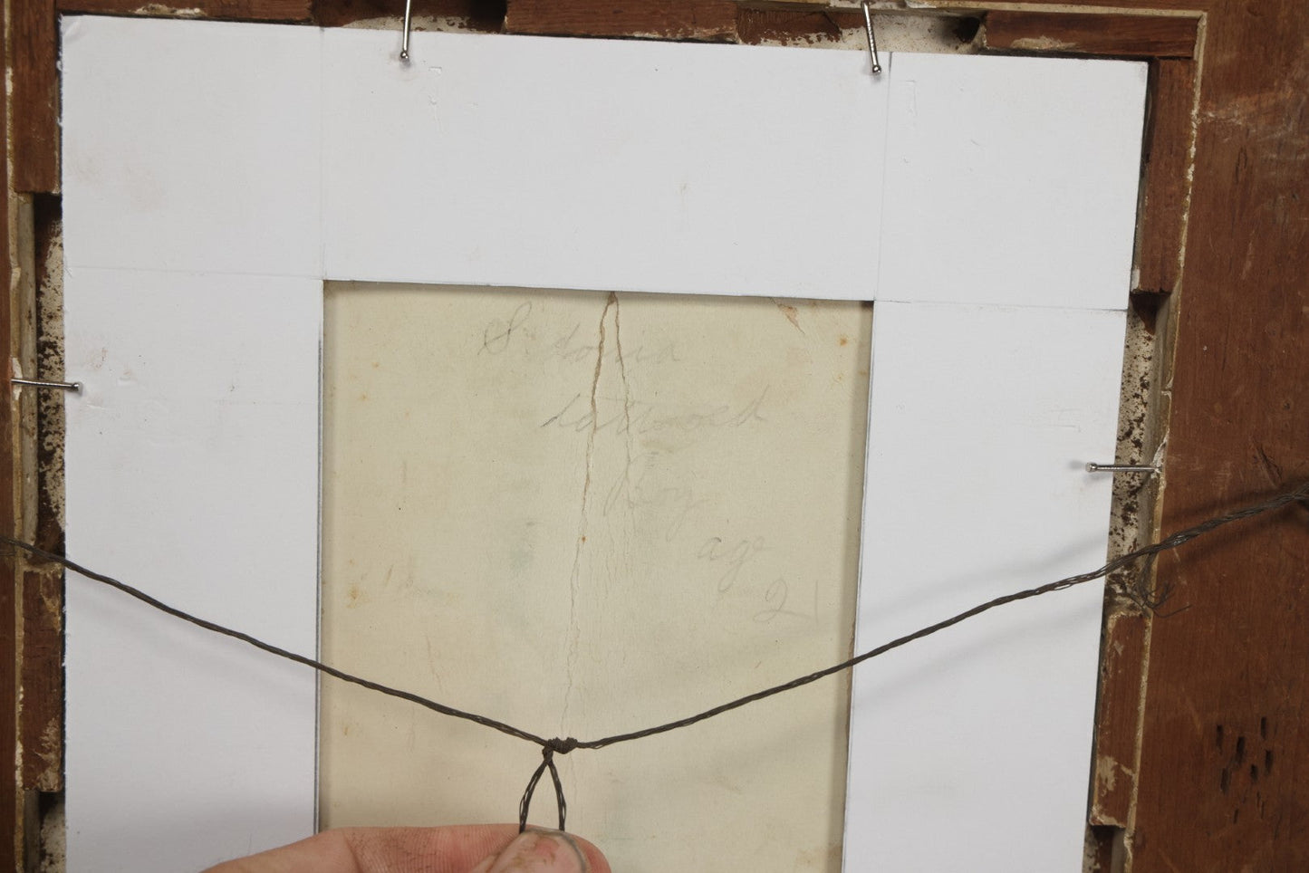 Lot 001 - Antique Cabinet Card Photograph Of Thomas Sidonia “The Tattooed Boy” At Age 21, Photographed By Charles Eisenmann, New York, Custom Framed With Visible Verso Inscription And Clear View Of Early American Traditional Tattoos, 13" x 15"