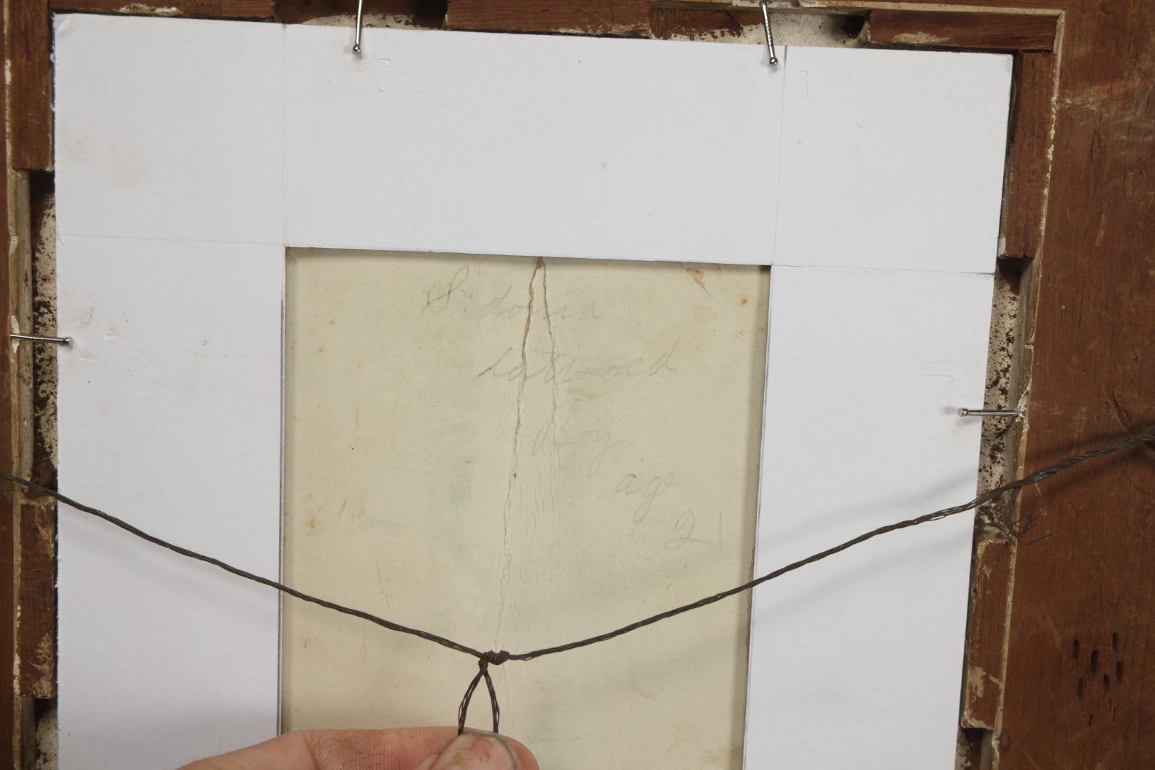 Lot 001 - Antique Cabinet Card Photograph Of Thomas Sidonia “The Tattooed Boy” At Age 21, Photographed By Charles Eisenmann, New York, Custom Framed With Visible Verso Inscription And Clear View Of Early American Traditional Tattoos, 13" x 15"