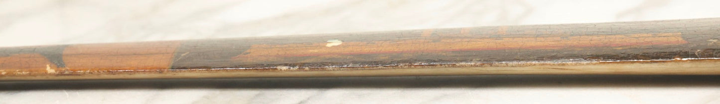 Lot 002 - Antique Painted Swordfish Bill Sword With Carved Wooden Handle, Featuring U.S. Naval Warship And Patriotic Shield Motifs, Late 19th–Early 20th Century, 39-3/8" L