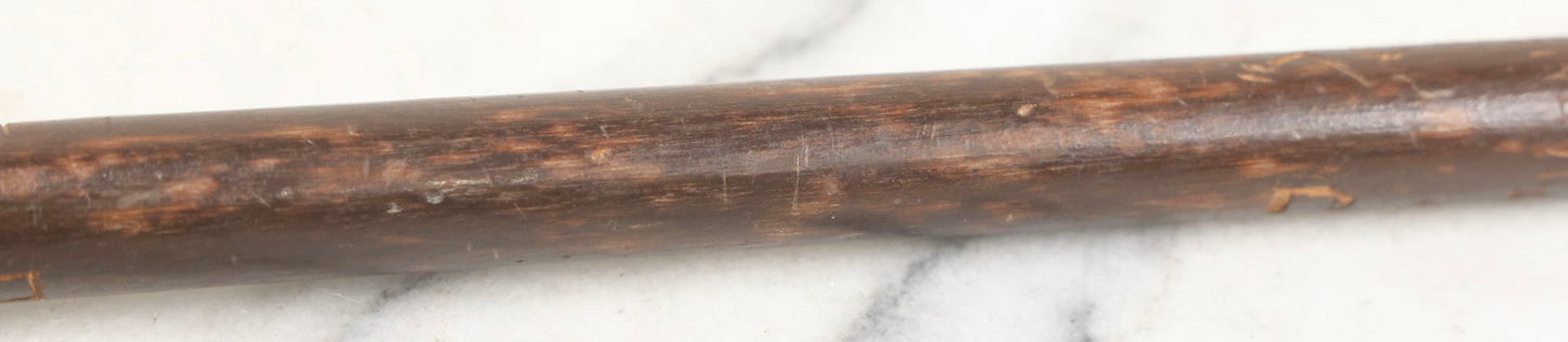 Lot 003 - Vintage Hand-Carved White Mountains, New Hampshire Folk Art Hiking Stick With Double-Sided Old Man Of The Mountain Carved Handle And Decades Of Carved Initials, Names, And Nicknames, 36" L