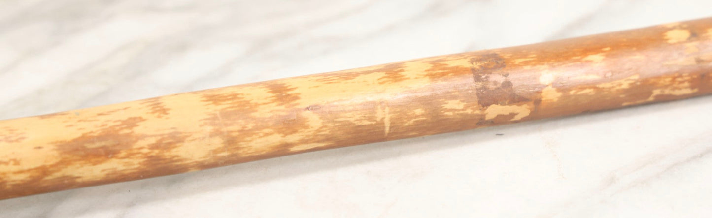 Lot 005 - Vintage Folk Art Cane With Carved Boot Handle And Natural Debarked Wood Shaft, 35-1/8" L