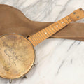Lot 006 - Vintage Gretsch Clarophone Banjo Ukulele Banjolele With Folk Art Drawing On Head Of Cartoon Man Playing Instrument, Includes Canvas Carrying Bag, Circa 1930s, 20-3/4" L