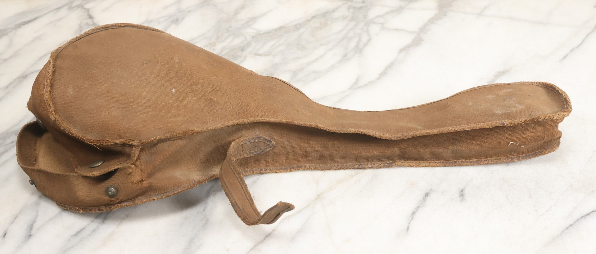 Lot 006 - Vintage Gretsch Clarophone Banjo Ukulele Banjolele With Folk Art Drawing On Head Of Cartoon Man Playing Instrument, Includes Canvas Carrying Bag, Circa 1930s