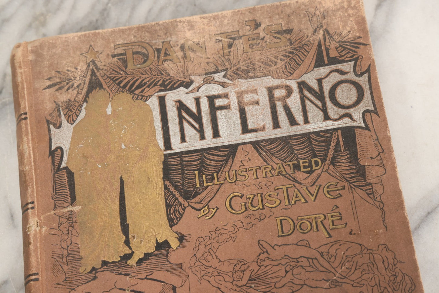 Lot 007 - "Dante's Inferno" Antique Illustrated Verse Book Translated From The Original Of Dante Alighieri, Illustrated By Gustave Doré, Published By Henry Altemus, Philadelphia, Pennsylvania, Circa 1888, Note Red Marks Throughout