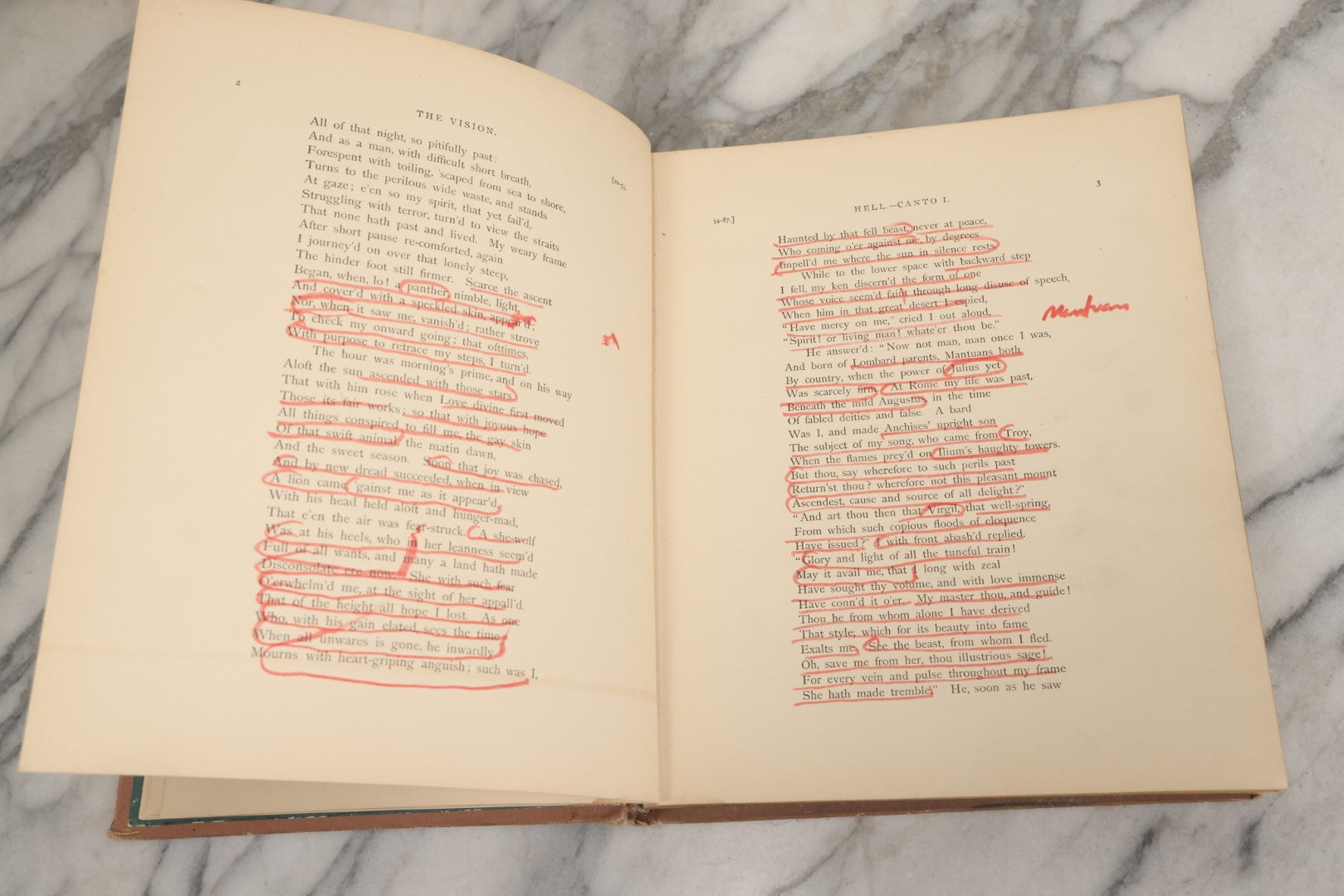 Lot 007 - "Dante's Inferno" Antique Illustrated Verse Book Translated From The Original Of Dante Alighieri, Illustrated By Gustave Doré, Published By Henry Altemus, Philadelphia, Pennsylvania, Circa 1888, Note Red Marks Throughout