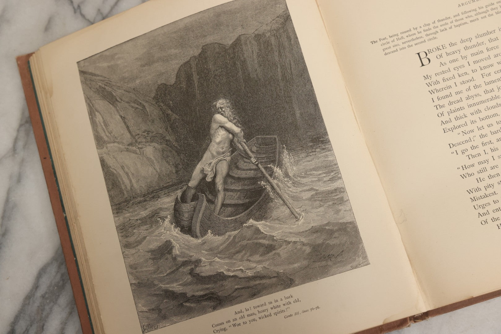 Lot 007 - "Dante's Inferno" Antique Illustrated Verse Book Translated From The Original Of Dante Alighieri, Illustrated By Gustave Doré, Published By Henry Altemus, Philadelphia, Pennsylvania, Circa 1888, Note Red Marks Throughout