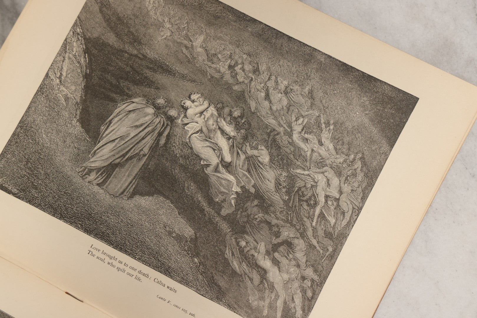 Lot 007 - "Dante's Inferno" Antique Illustrated Verse Book Translated From The Original Of Dante Alighieri, Illustrated By Gustave Doré, Published By Henry Altemus, Philadelphia, Pennsylvania, Circa 1888, Note Red Marks Throughout