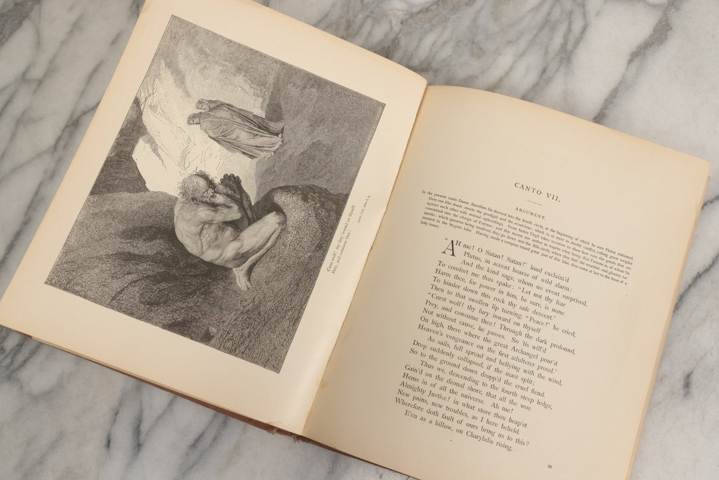 Lot 007 - "Dante's Inferno" Antique Illustrated Verse Book Translated From The Original Of Dante Alighieri, Illustrated By Gustave Doré, Published By Henry Altemus, Philadelphia, Pennsylvania, Circa 1888, Note Red Marks Throughout